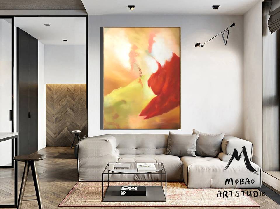 Red Modern Abstract Canvas Artwork 36GWK wall art
